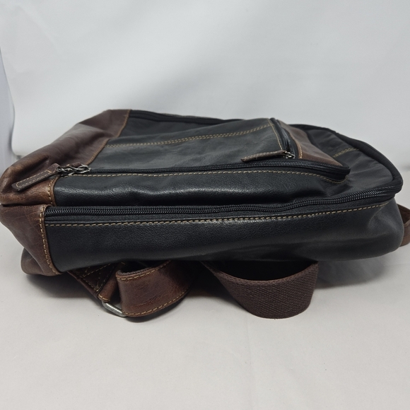 Jack Georges Men Leather Back Pack Black-Brown Hand Stained Buffalo Versatile - Picture 13 of 16